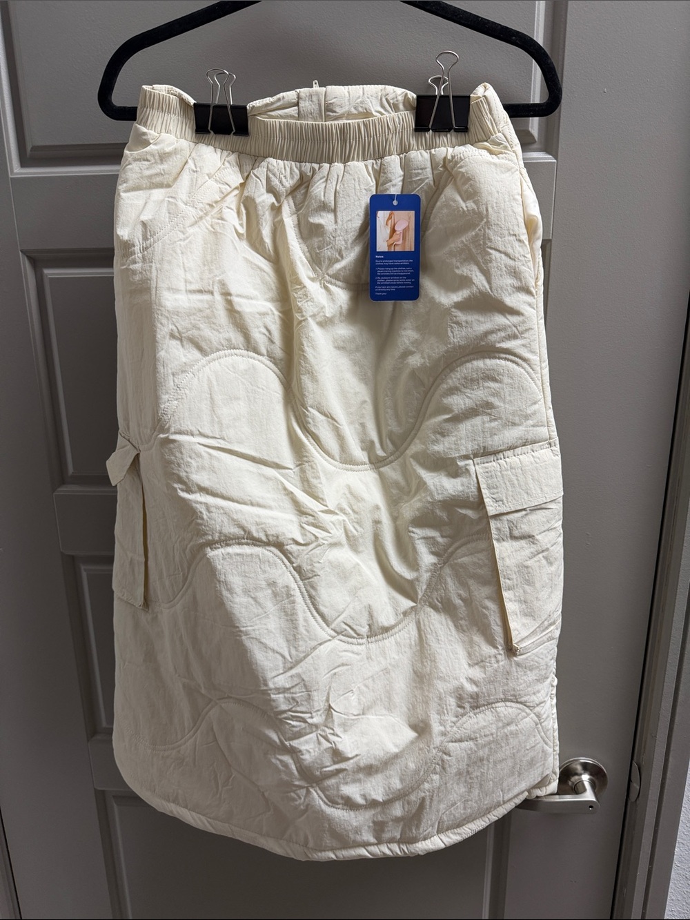 Women’s Quilted Cargo Skirt - Cream